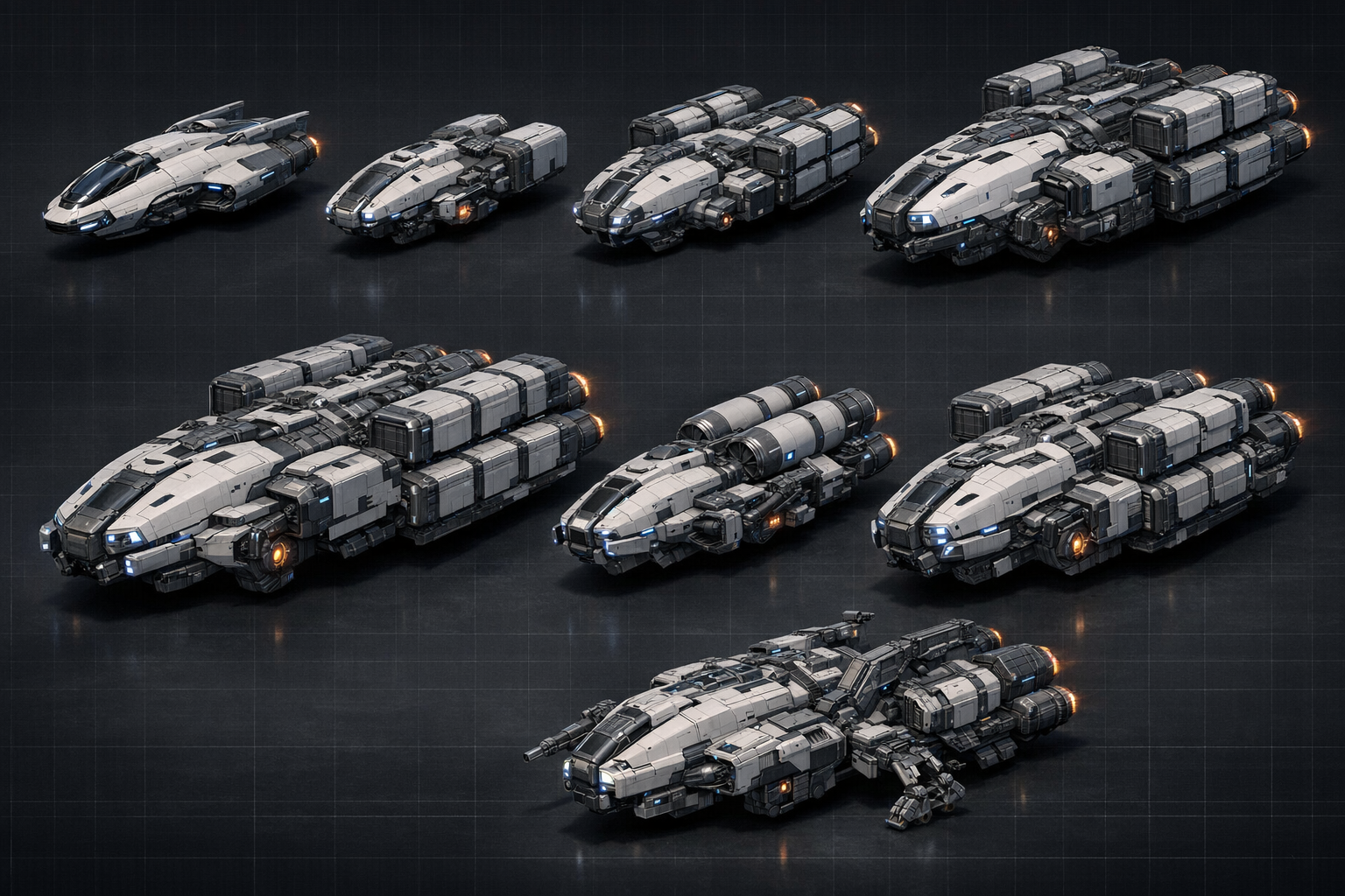 Concept art de vaisseaux civils